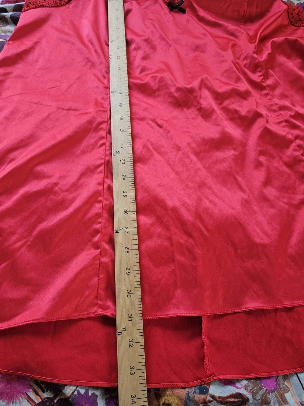 Cacique Vibrant Red Satin Slip with Black Straps